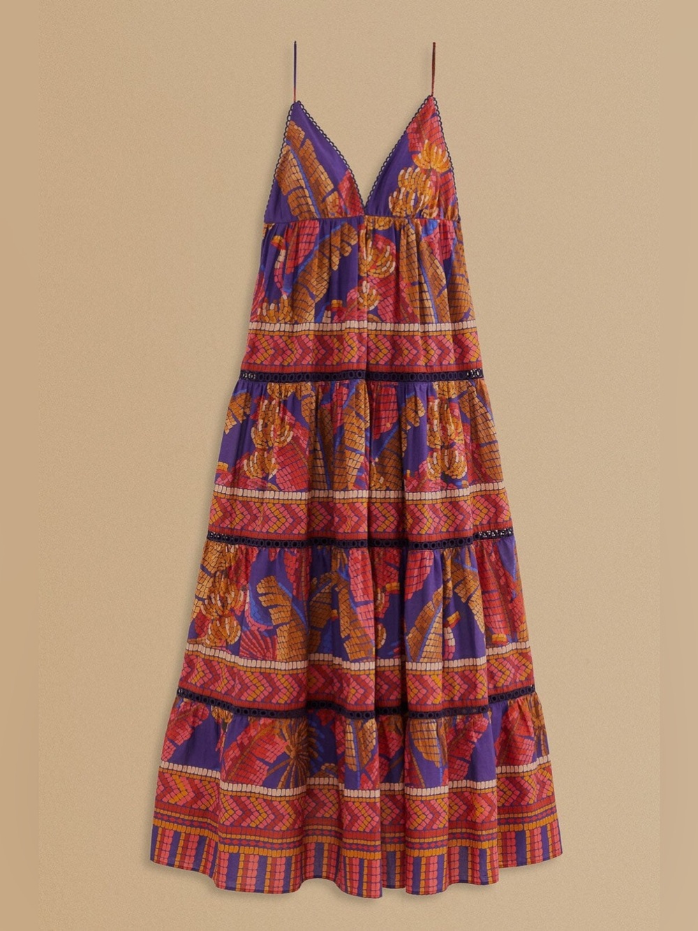 XS FARM Rio Forest Mosaic Sleeveless Maxi Dress